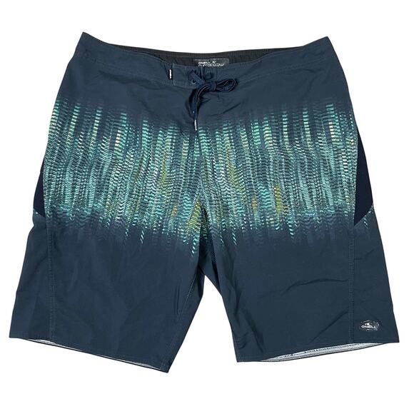O'Neill Superfreak‎ Men's Board Shorts Size 38 Black Green Wave Swim Trunks - Picture 1 of 10